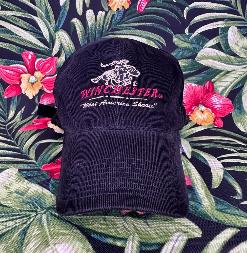 Vintage Winchester Dorduroy Camo Baseball Black Cap